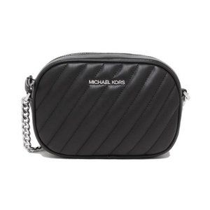 Michael Kors Rose Oval Camera/Crossbody Bag Black Vegan Faux Leather -Small- NWT